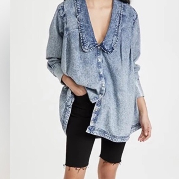 Free People Charlie Denim Button Down Shirt - Picture 8 of 9